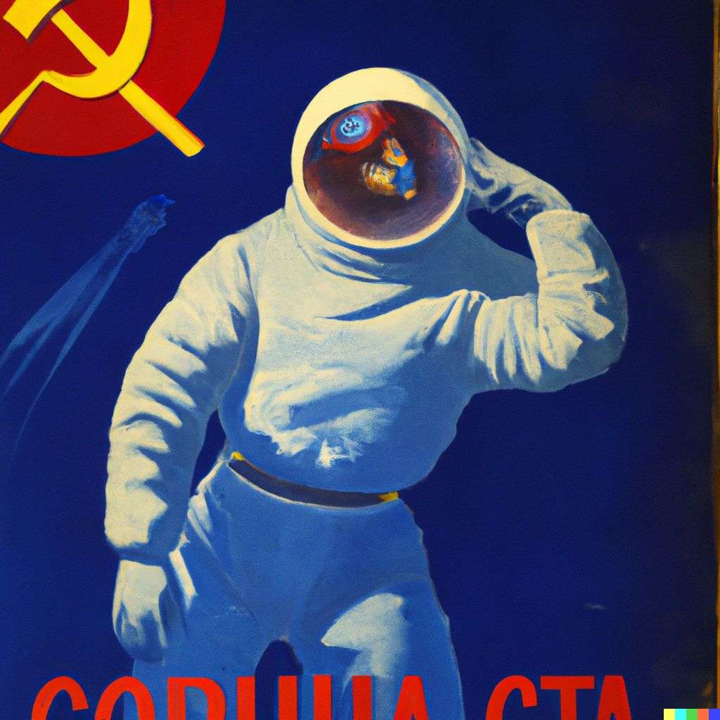 an astronaut, Soviet poster
